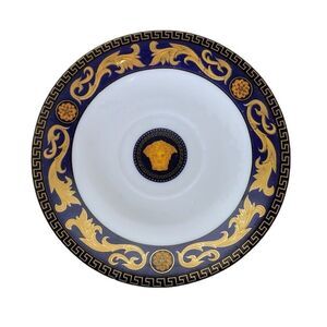 Versace Medusa Rosenthal Blue & Gold Porcelain China Saucer Plate